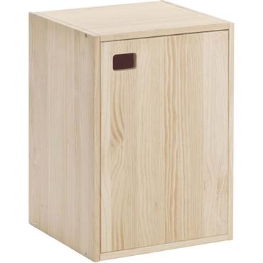 Armoire en pin brut 1 porte 2 tablettes
