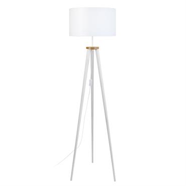 Lampadaire bois naturel et blanc