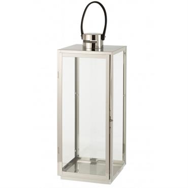 Lanterne carrée en Métal Argent 22x21x65
