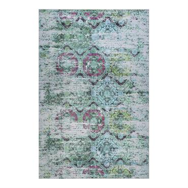 Tapis plat motif vintage effet usé multicolore bleu 110x170