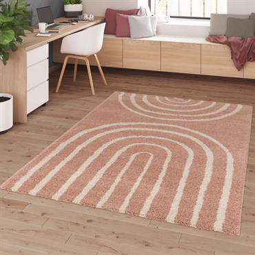 Tapis contemporain géométrique - 160x230cm Vieux rose Polypropylène