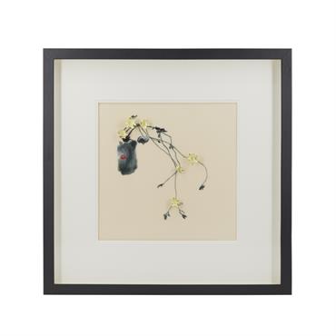 Tableau vitré avec vase brodé et motif floral en relief et fond beige. Fabriqué en ps et verre. Encadré en coloris noir et double passe-partout blanc. Système d’ancrage inclus. Aucun ...