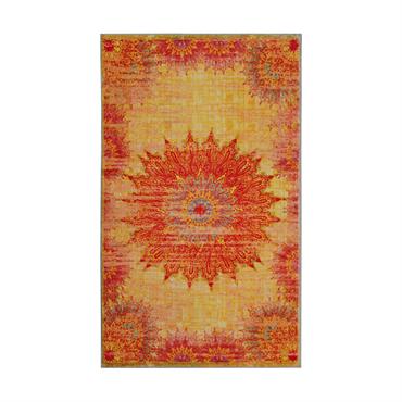 Tapis de bain jaune orange motif oriental vintage imprimé 55x65
