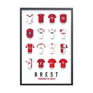 Affiche Foot - BREST Maillots Historiques   40 x 60 cm