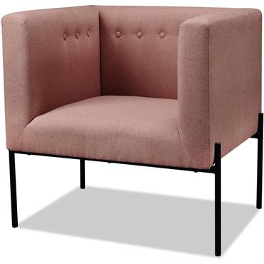 Fauteuil assise polyester rose pieds métal