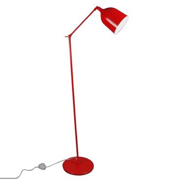Lampadaire composé d'une base ronde en acier, d'un pied tubulaire et d'un bras articulé suportant un diffuseur orientable cylindrique en métal et équipé d'un interrupteur à pied.Ce lampadaire s'inspire directement ...