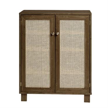 Meuble à chaussures avec portes en rotin couleur marron 80 cm
