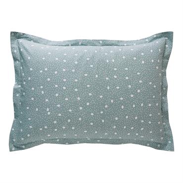 Taie volant 50x70 bleu en coton