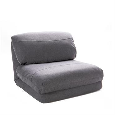 Chauffeuse convertible 1 place en tissu - Gris nuage