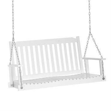 Banc suspendu 2 places chaînes incluses bois sapin traité blanc