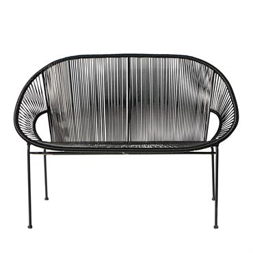 Banquette de jardin empilable 2/3 places en fil de résine et métal noir