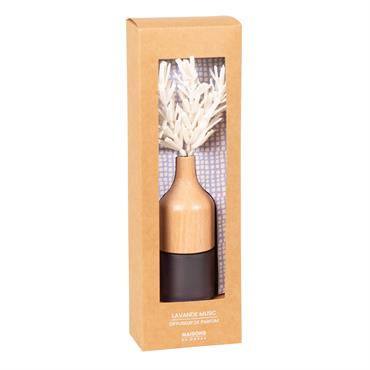 Diffuseur en bois de hêtre et verre fumé violet parfum lavande 30ML