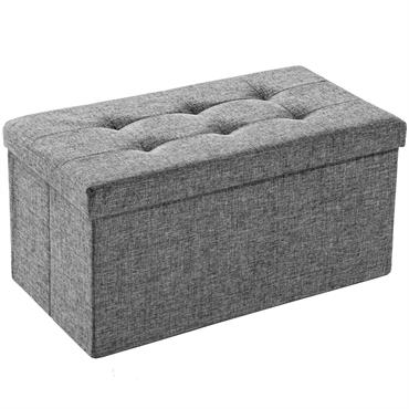 Banc Tabouret Coffre de rangement Pliable Polyester gris clair