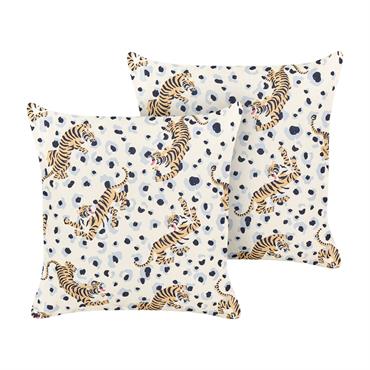 Lot de 2 coussins d'extérieur motif animal 45 x 45 cm beige