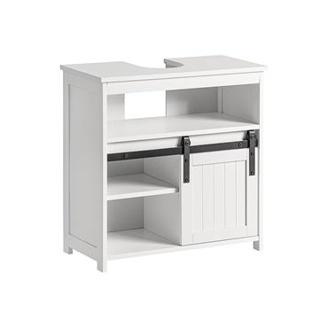 Meuble sous vasque effet bois blanc