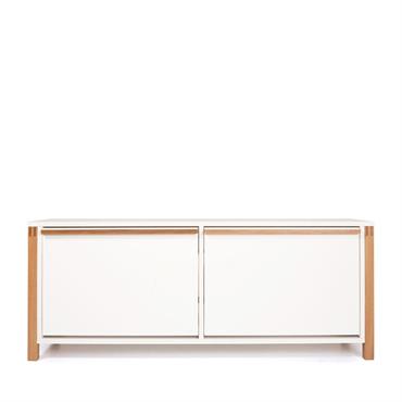 Banc d'entrée avec rangement chaussures 2 portes - Blanc