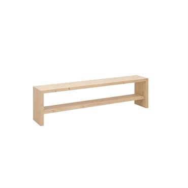 Banc à chaussures en bois de sapin ton marron 165x45cm
