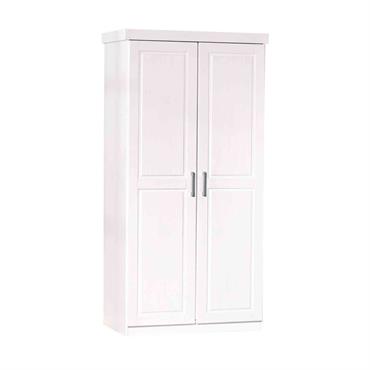 Armoire 2 portes en bois massif blanc laqué 190cm