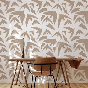 Papier peint panoramique birds beige 170x250cm