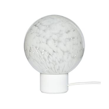 Lampe de table en verre et fer blanc