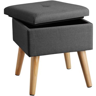 Banc Tabouret Coffre de rangement Grand espace de stockage gris foncé