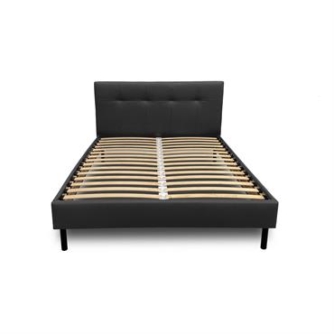 Structure de lit en Simili cuir 140x190 cm noir