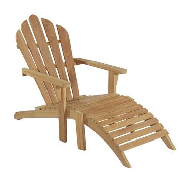 Chaise longue avec repose-pieds en teck AdirondackL'histoire de ce modèle dit ''Adirondack'' commence au début du XXème siècle en Amérique du nord sur une idée simple mais forte : créer ...