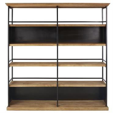 Etagère en bois de manguier et métal noir