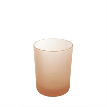 Photophore décoratif en verre dépoli orange H12