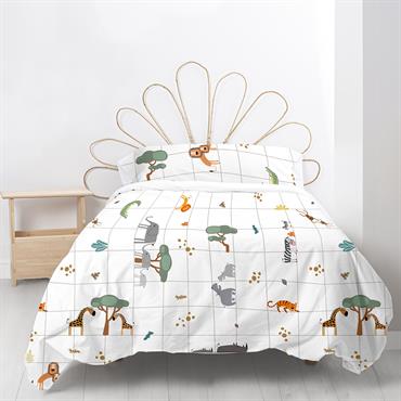 Parure housse de couette 2 pièces 100% Coton Multicolore 155x220 cm