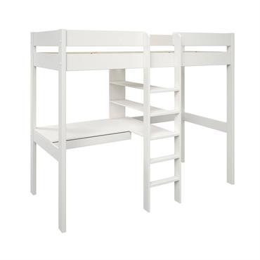 Lit mezzanine en bois avec son fauteuil 90 x 190 cm blanc