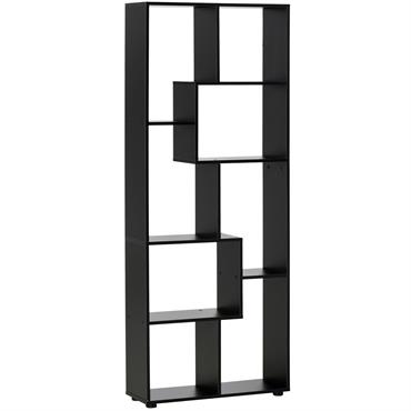 Bibliothèque étagère zig zag contemporain panneaux aspect bois noir