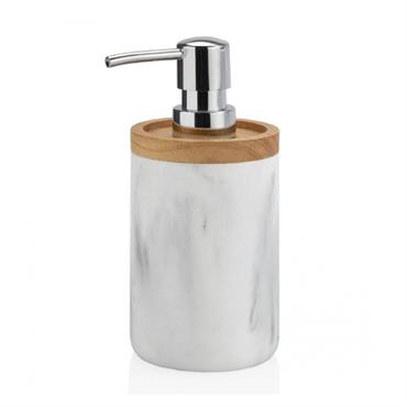 Distributeur de savon en résine effet marbre et bois