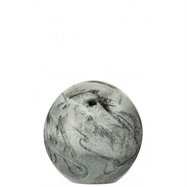 Presse-papier lignes verre blanc/gris H18cm