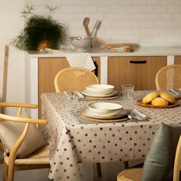 Nappe enduite anti-taches en coton Beige 200x155 cm