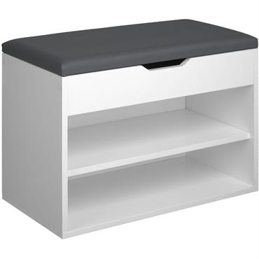 Banc à chaussures Pour 6 paires avec Assise rembourrée blanc