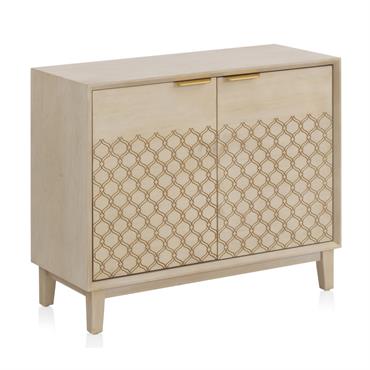 Commode 2 portes en placage chêne beige