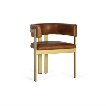 Fauteuil cuir marron et métal