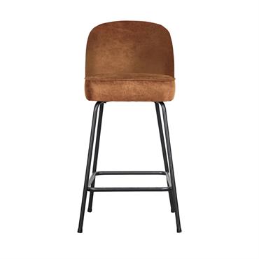 Tabouret de bar imitation cuir cognac