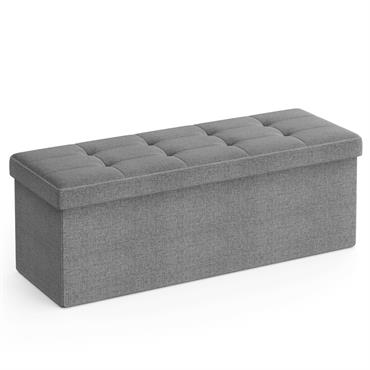 Caractéristiques :Couleur : Gris clairMatériaux : Panneaux MDF, tissu façon lin, rembourrage en mousseDimensions : 38 x 110 x 38 cm (P x L x H)Poids : 8,8 kgCapacité de ...