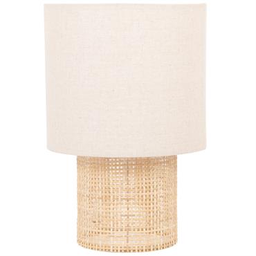 Lampe en rotin tressé et abat-jour en polyester recyclé beige