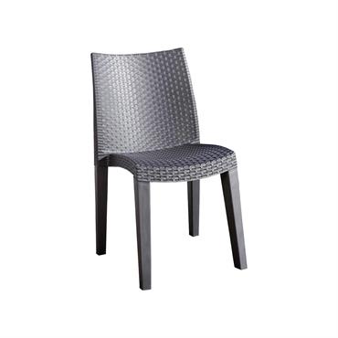 CHAISE D'EXTÉRIEUR - Siège de jardin, Chaise pour table à manger, Fauteuil d'extérieur effet rotin, 100% Made in Italy, 48x55h86 cm, Anthracite.  STRUCTURE ET UTILISATION - Fauteuil d'extérieur avec ...