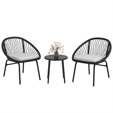 Description:Ce magnifique salon de jardin style contemporain pour 2 personnes doté de 2 fauteuils et d'une table basse ronde ajoutera une touche supplémentaire d'élégance à votre extérieur. Ensemble fauteuils et ...