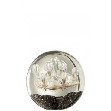 Presse-papier verre or/noir H12cm