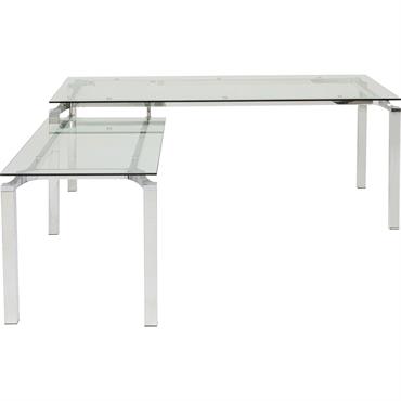 Bureau d'angle en verre et acier chromé