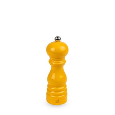 Moulin à sel manuel en bois laqué jaune safran 18 cm