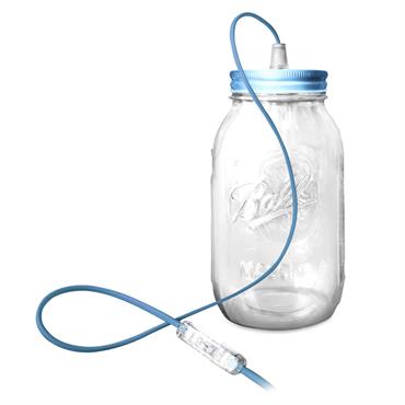 Lampe bocal en verre bleu clair