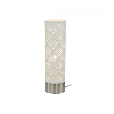 Lampe tactile grand modèle en métal perforé blanc