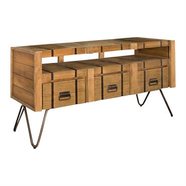 Meuble double sous vasque en bois et acier L160cm