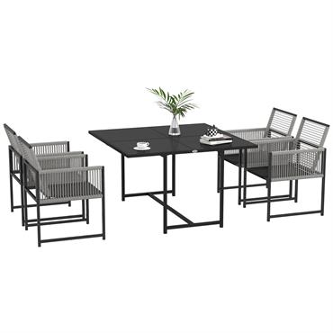 Ensemble salon de jardin design Acapulco encastrable 4 places 5 pièces